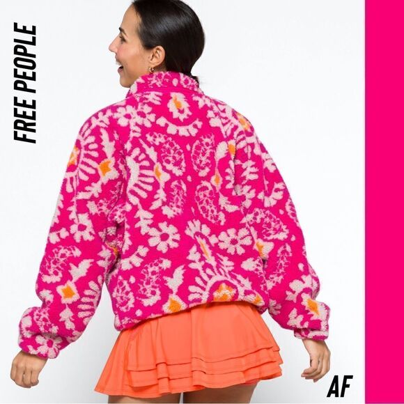 FREE PEOPLE ROCKY RIDGE FLEECE IN FUCHSIA NWT XS - Picture 3 of 6